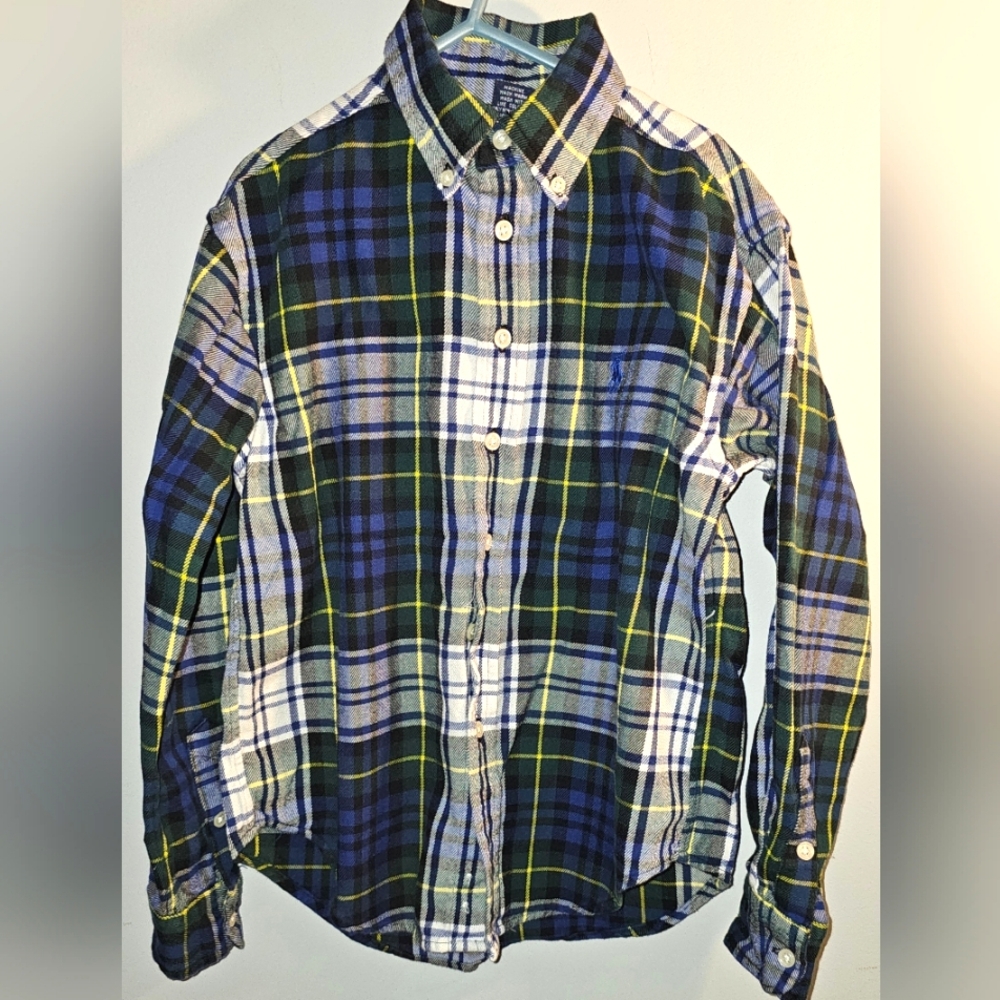 Gently Used-Ralph Lauren-Boys-Flannel Long Sleeve Shirt-Size 8/10-See Pics - Picture 1 of 4